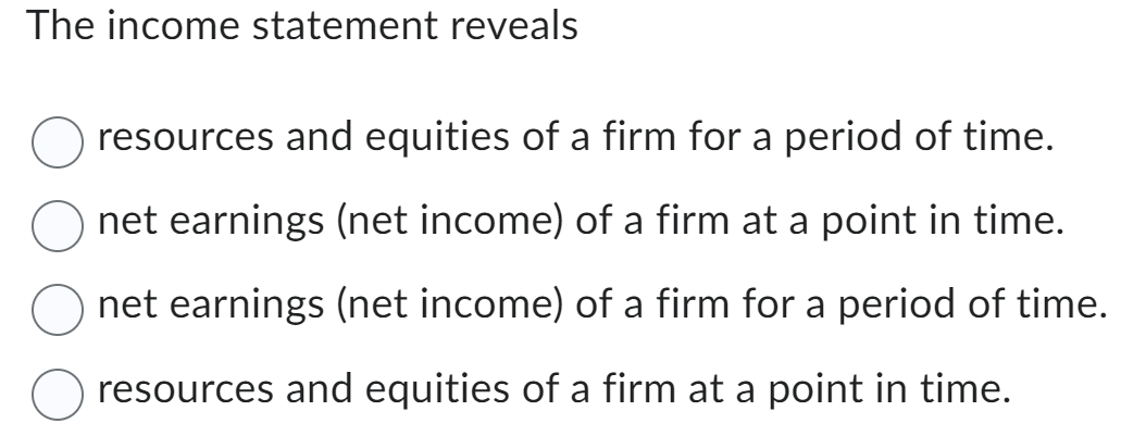 The income statement reveals resources and