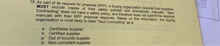 18. As part of its request for proposal (RFP), a