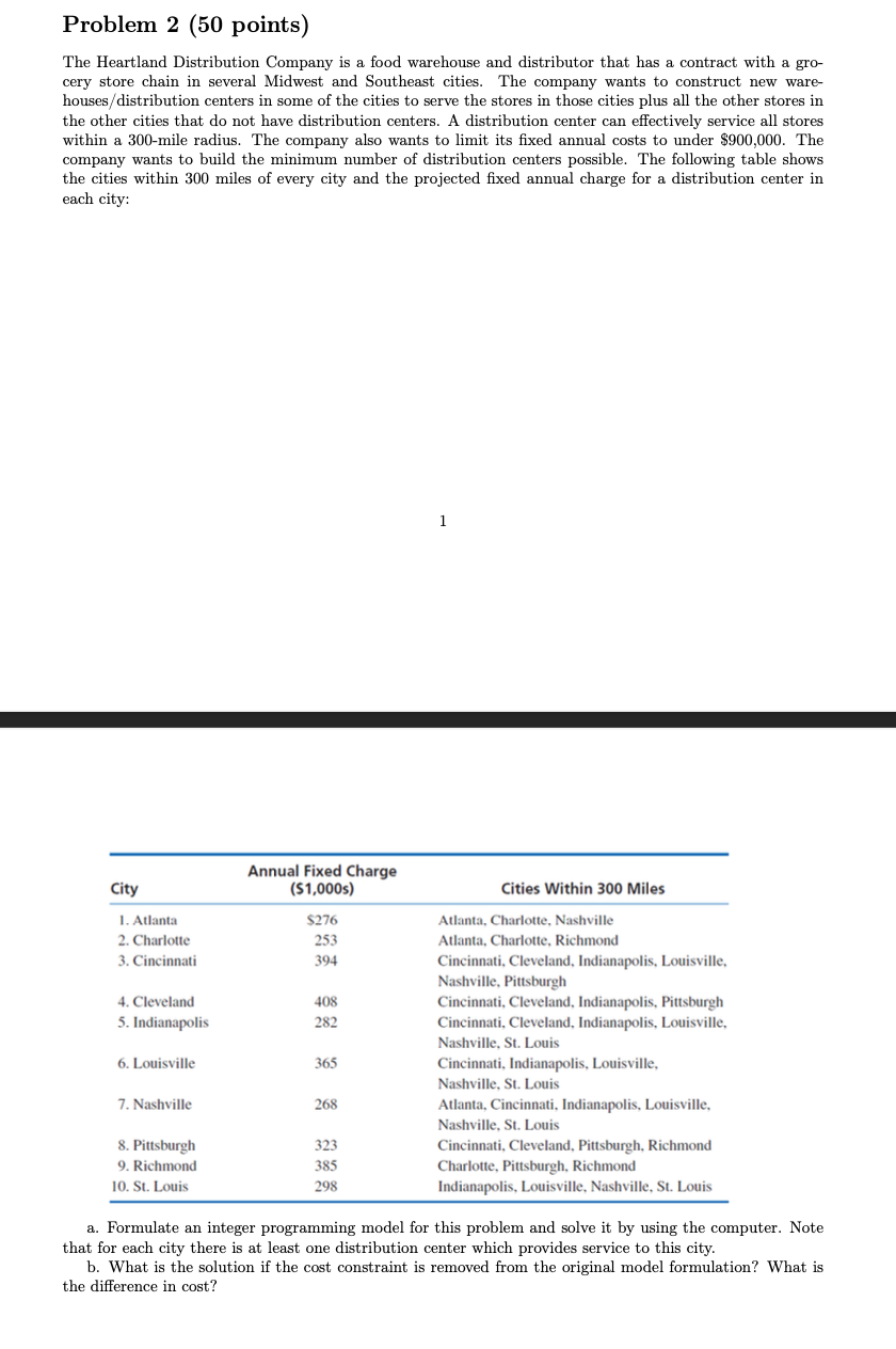 Problem 2 (50 points) The Heartland Distribution