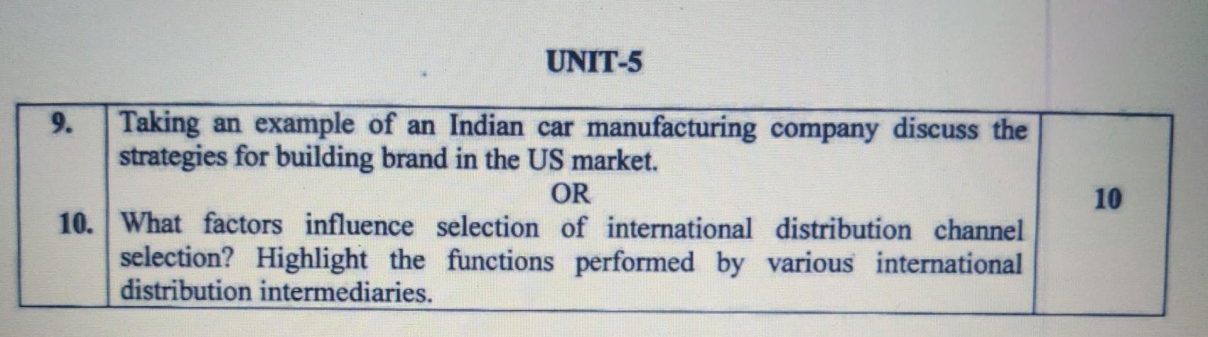 UNIT-5 9. Taking an example of an Indian car