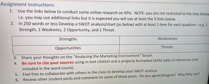 Marketing Reflection- KPU SWOT Analysis
