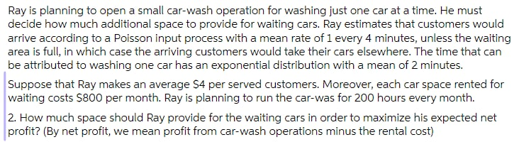 Ray is planning to open a small car-wash