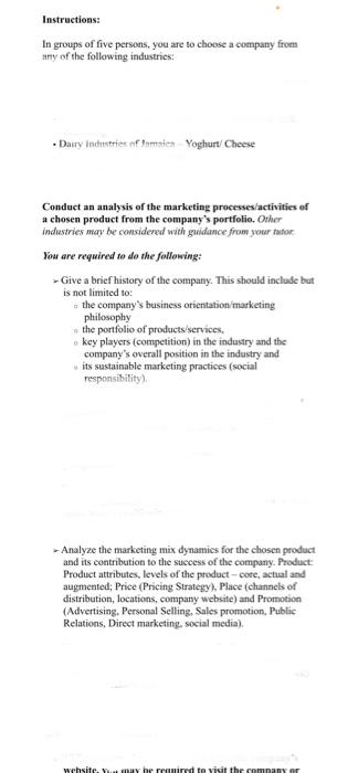 Instructions: In groups of five persons, you are