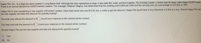 Happy Pet, Inc., is a large pet store located in