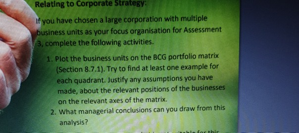 Plot the business units on the BCG portfolio