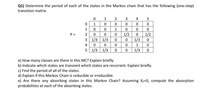 Q1) Determine the period of each of the states in