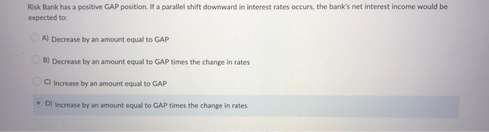 GAP analysis indicates that a bank with a