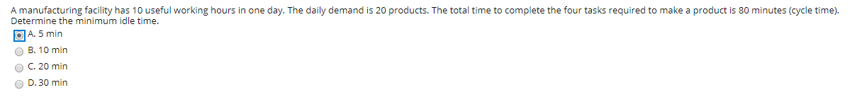 A manufacturing facility has 10 useful working