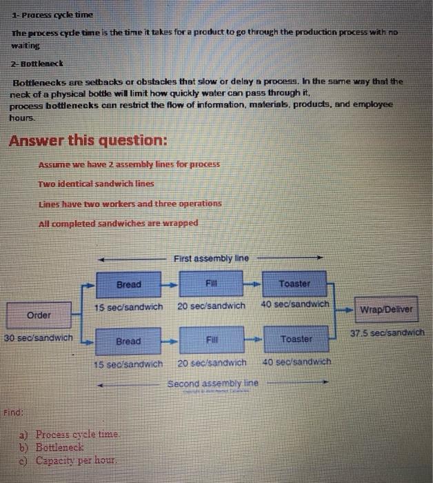 1- Pracess cycle time The process qde time is the