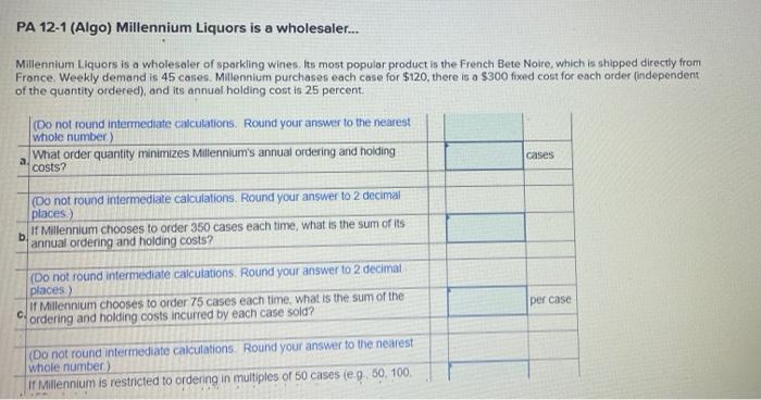 PA 12-1 (Algo) Millennium Liquors is a