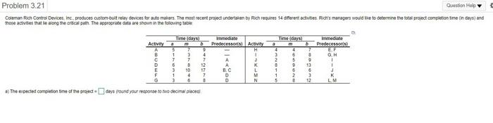 Problem 3.21 Question Help Coleman Rien Control