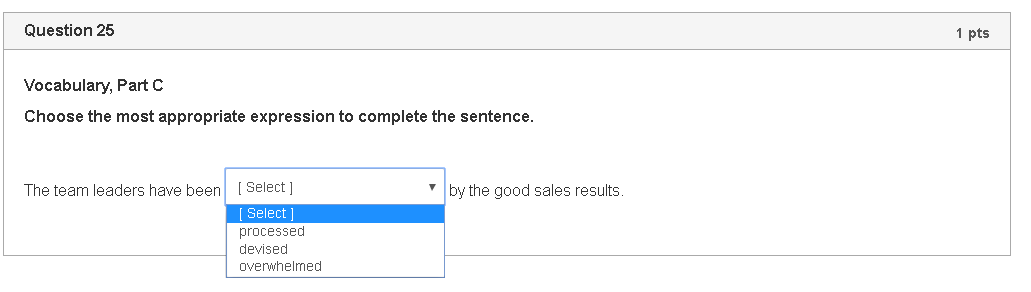 Question 23 1 pts Vocabulary, Part B Complete the