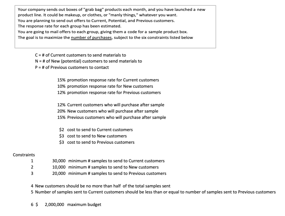 Your company sends out boxes of "grab bag"