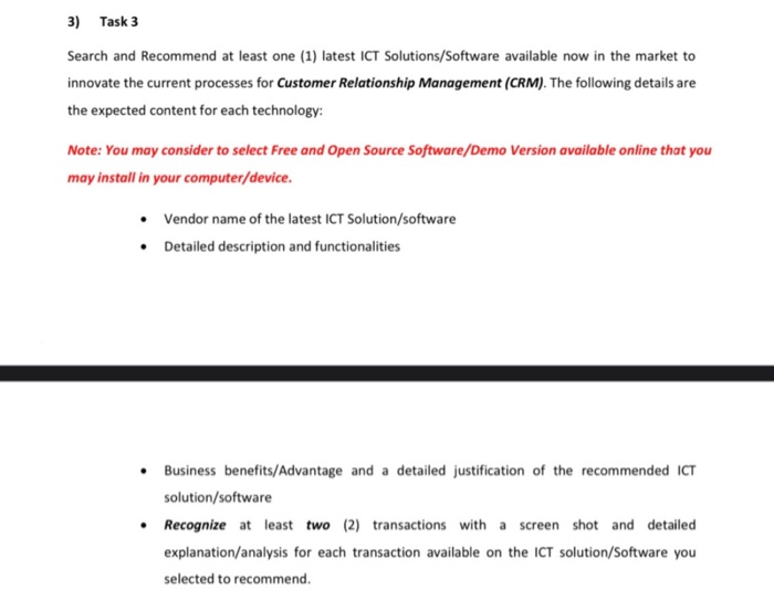 3) Task 3 Search and Recommend at least one (1)