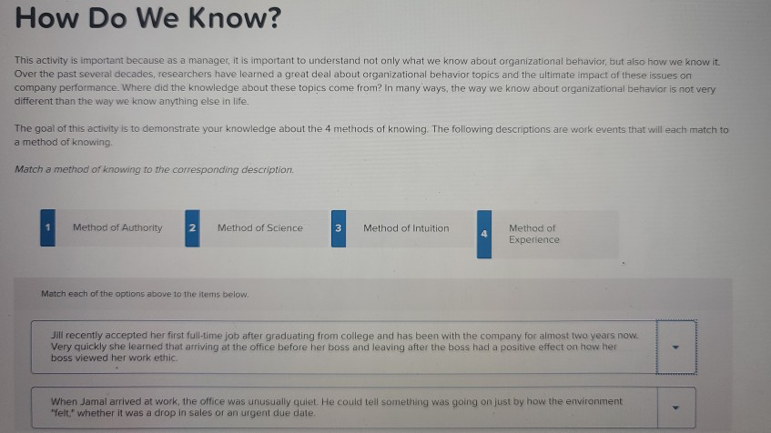 How Do We Know? This activity is important