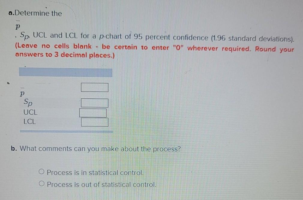 Ten samples of 15 parts each were taken from an