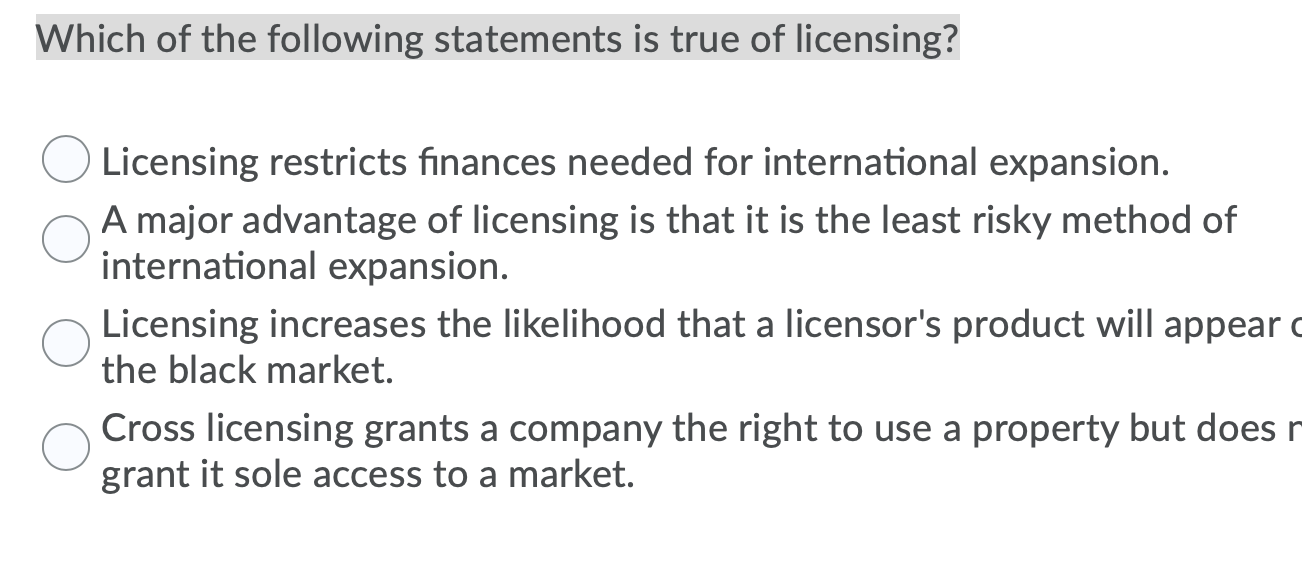 Which of the following statements is true of