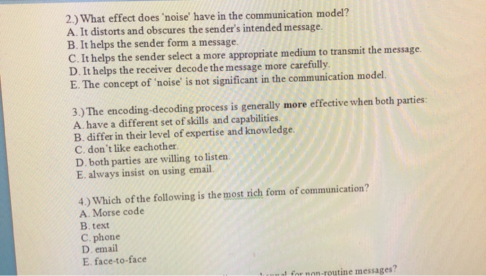 2.) What effect does 'noise' have in the