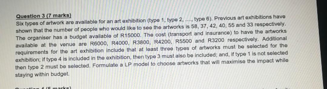 Please help with any ideas on how to formulate a