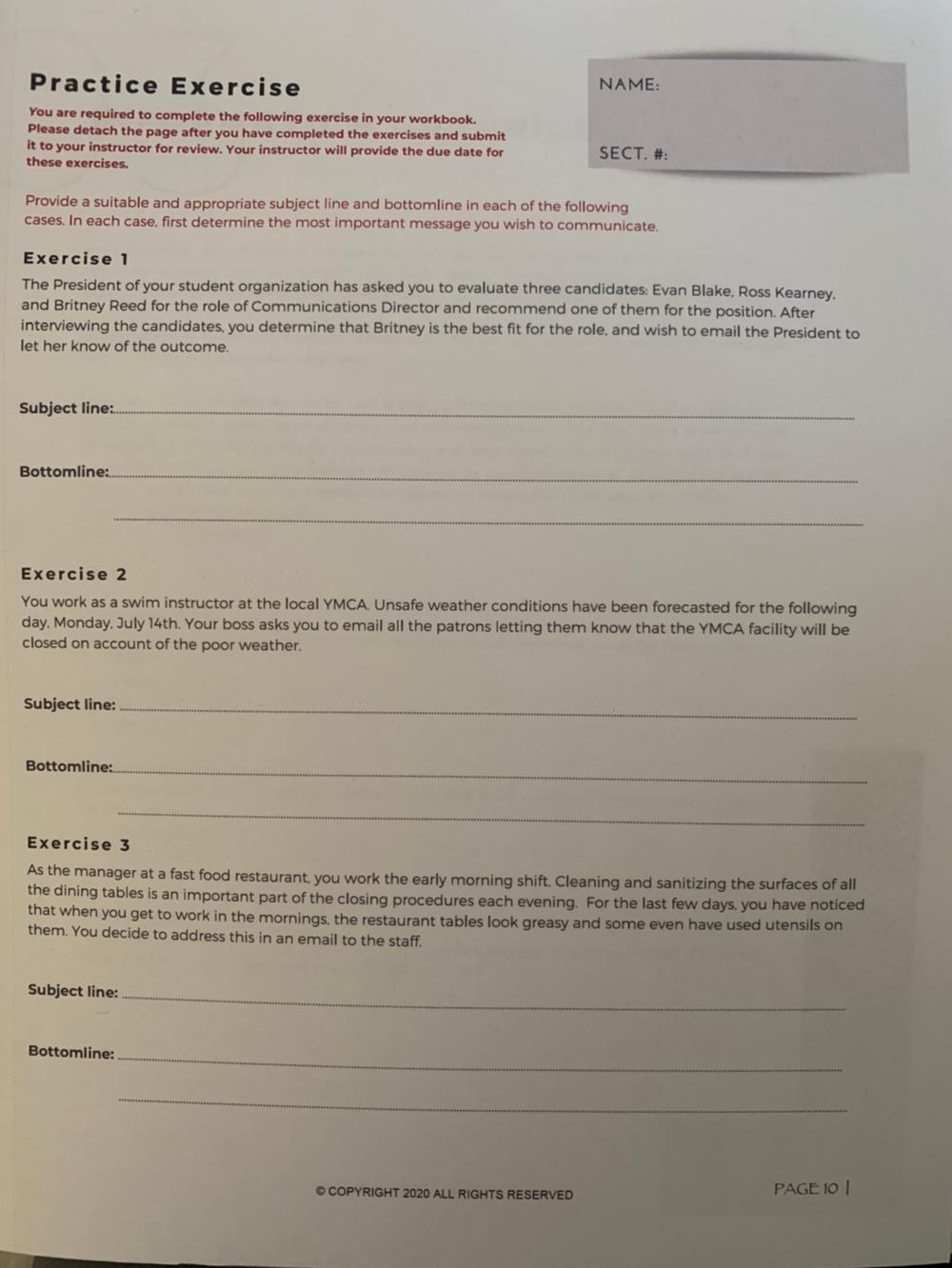 NAME: Practice Exercise You are required to