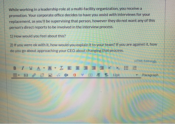 While working in a leadership role at a