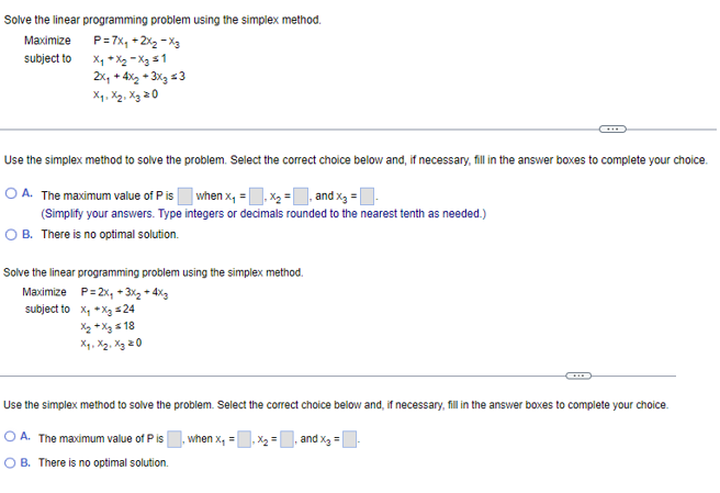 Solve the linear programming problem using the