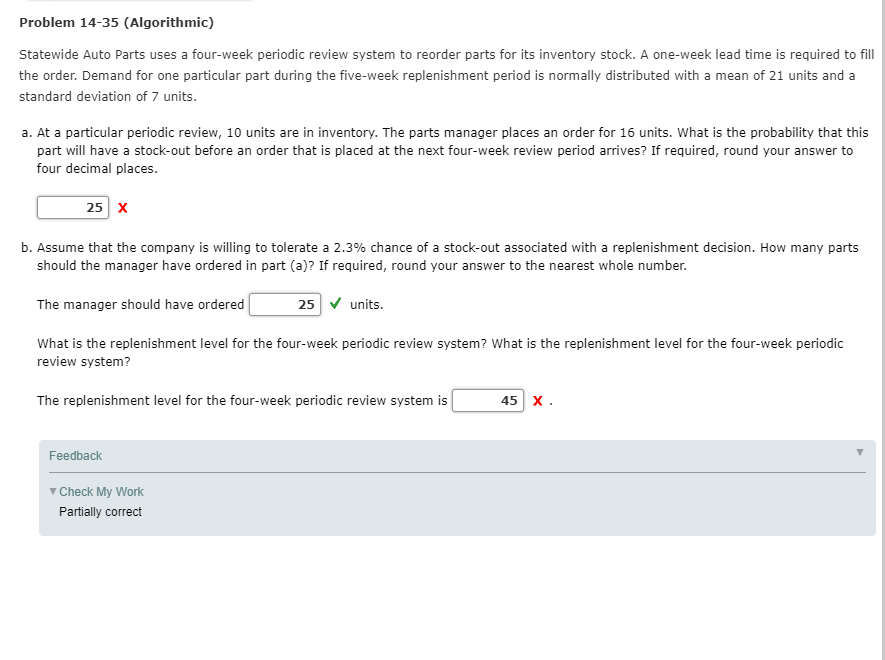 Problem 14-35 (Algorithmic) Statewide Auto Parts