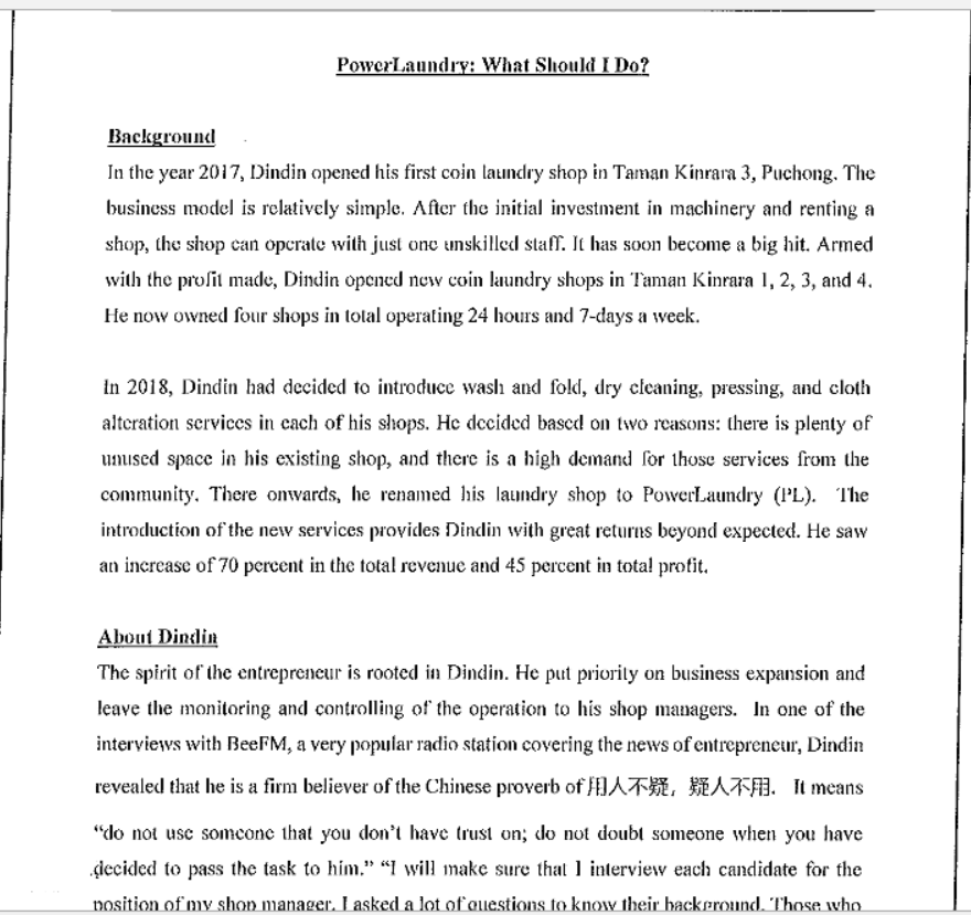 PowerLaundry: What Should I Do? Background In the