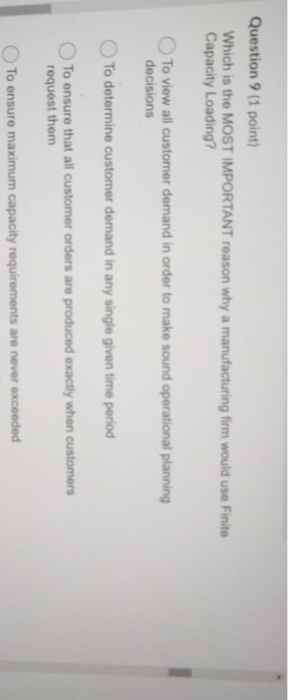 I need a answers plzzz Question 9 (1 point) Which