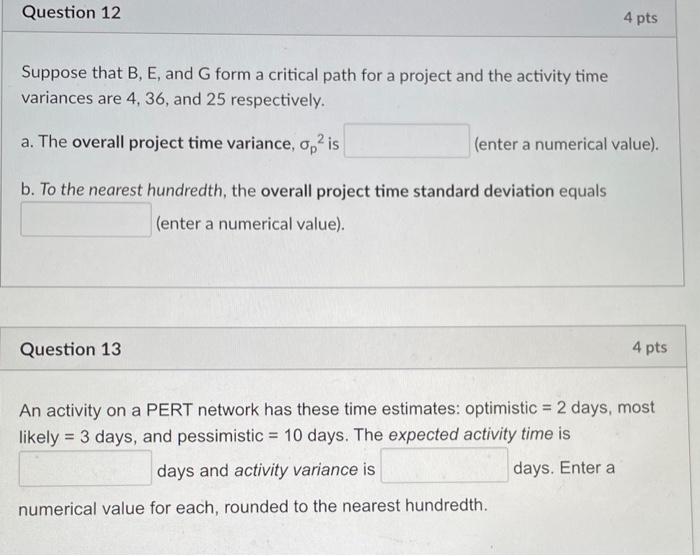 12&13 Suppose that B, E, and G form a critical