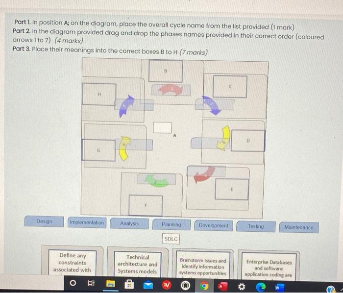 Part 1. In position A; on the diagram, place the