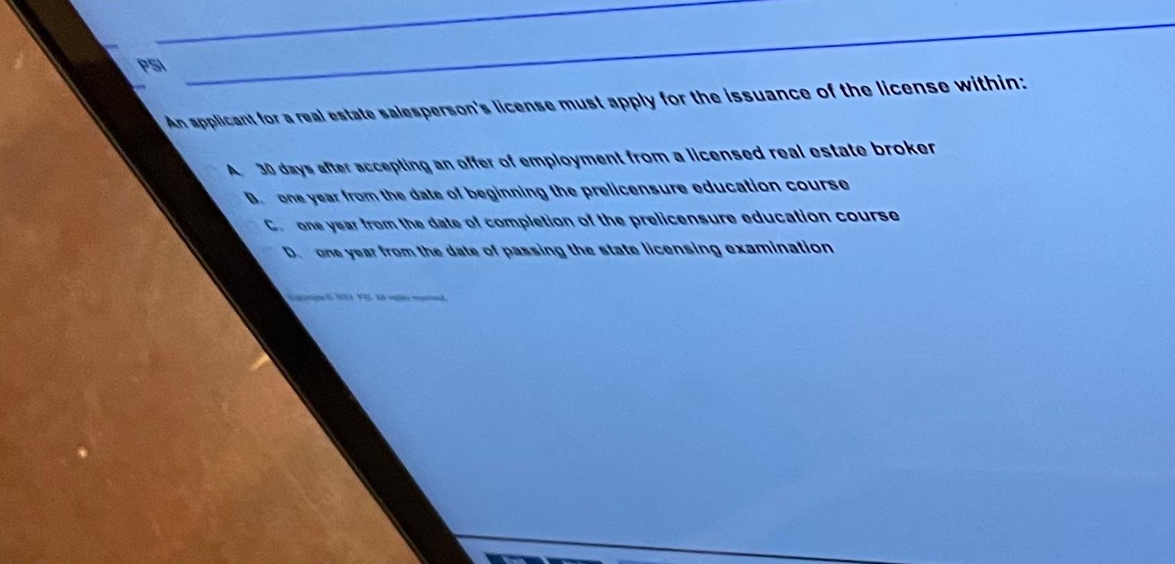 PS An applicant for a mal estate salesperson's