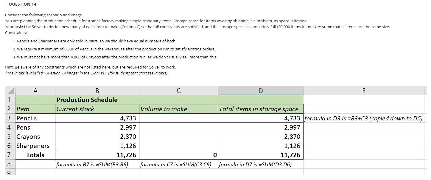 QUESTION 14 Consider the following scenario and