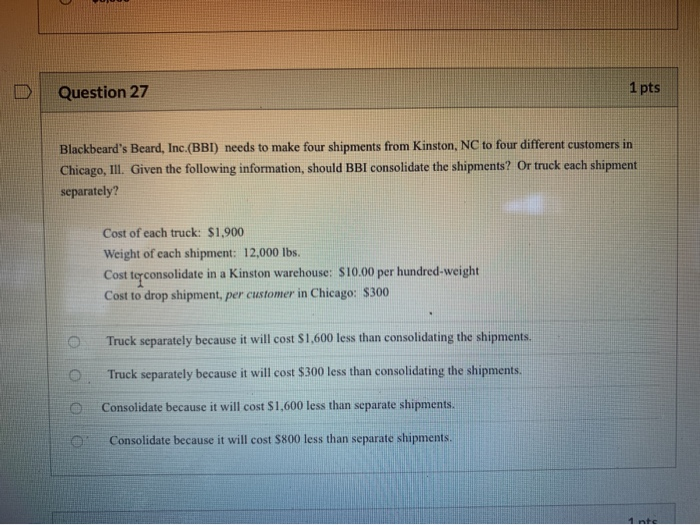 Question 27 1 pts Blackbeard's Beard, Inc.(BBI)