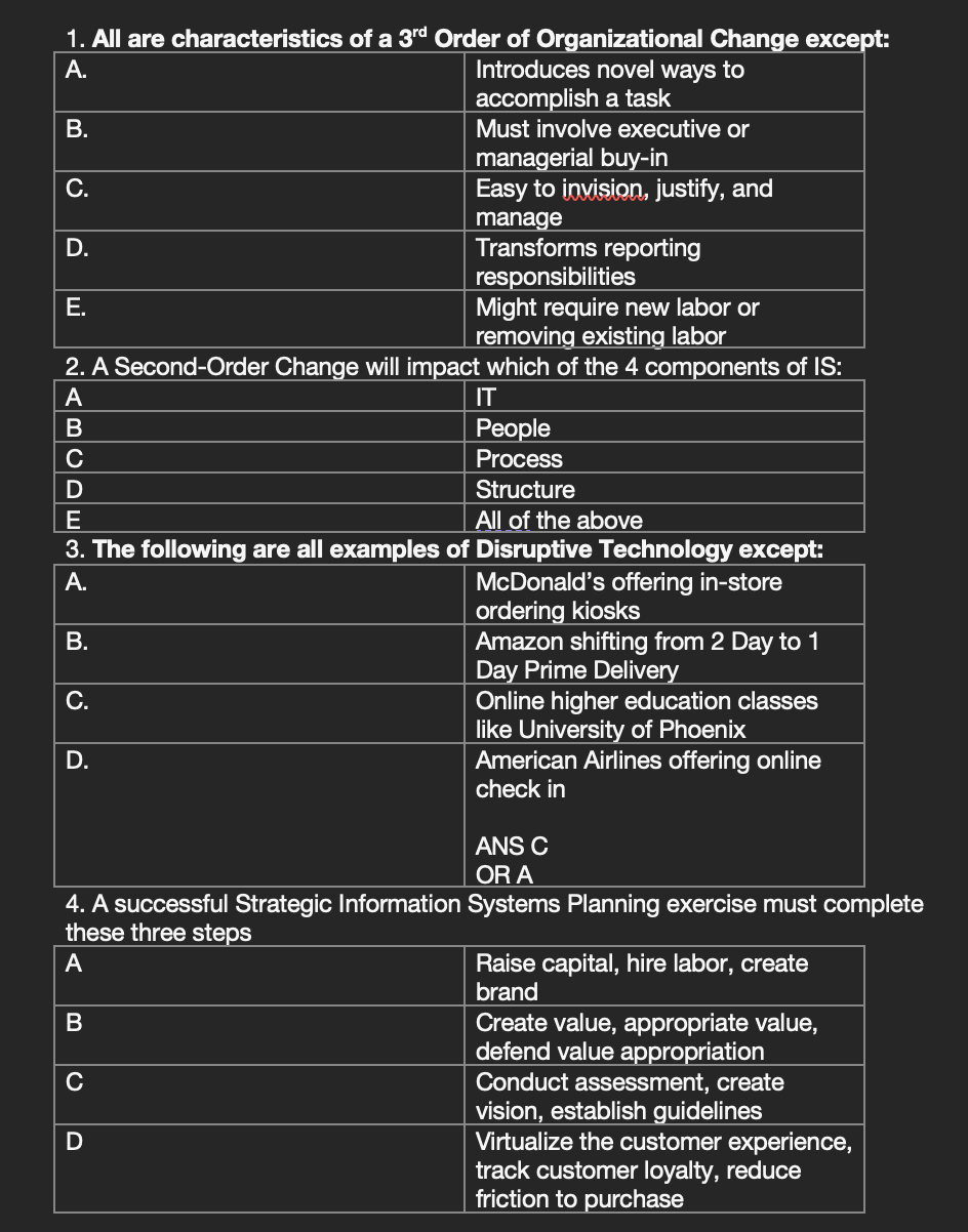 Thank you :) 1. All are characteristics of a 3rd