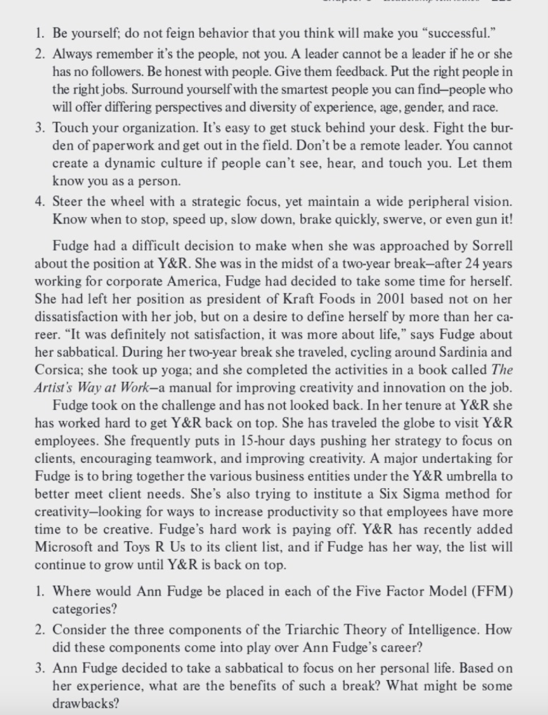 Minicase Lessons on Leadership from Ann Fudge How