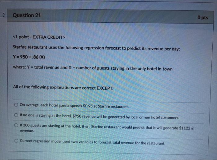 Question 21 O pts <1 point - EXTRA CREDIT style=