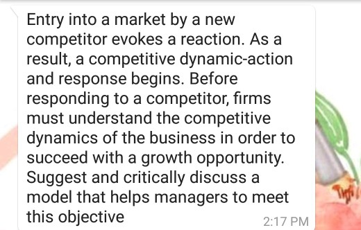 please help me Entry into a market by a new