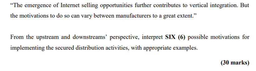 The emergence of Internet selling opportunities