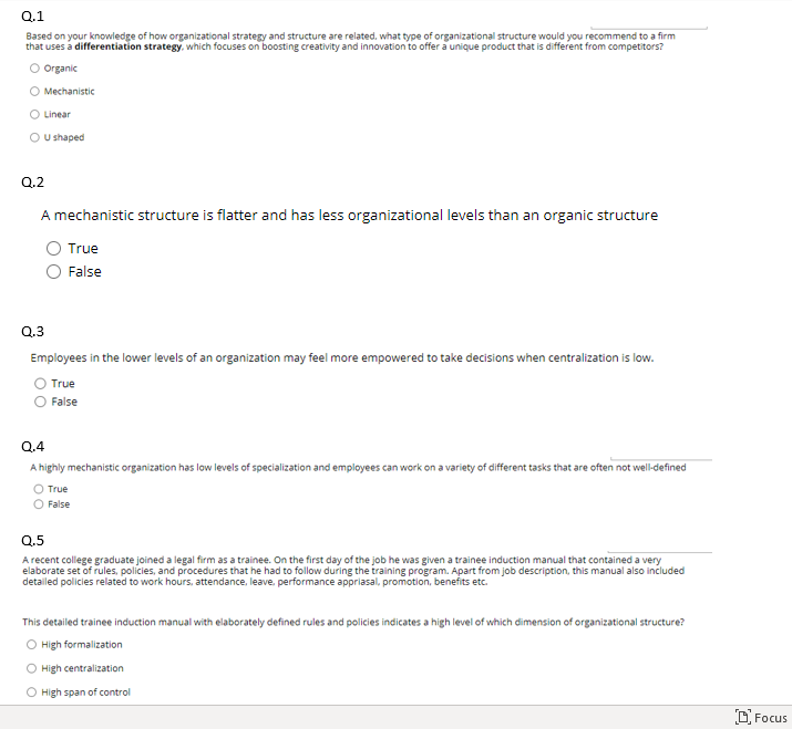 Q.1 Based on your knowledge of how organizational