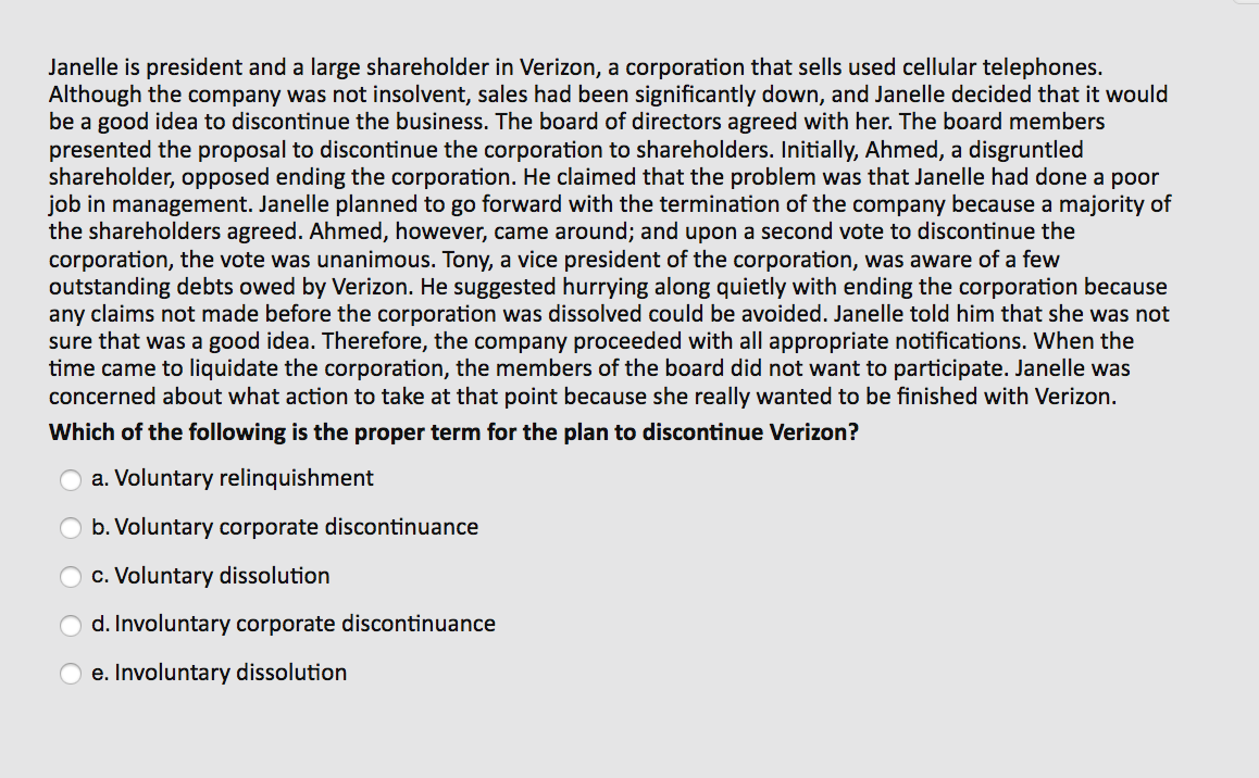 Business Law. Bus216. Please help! Janelle is