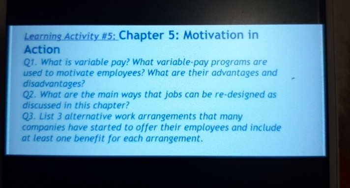 Learning Activity #5: Chapter 5: Motivation in