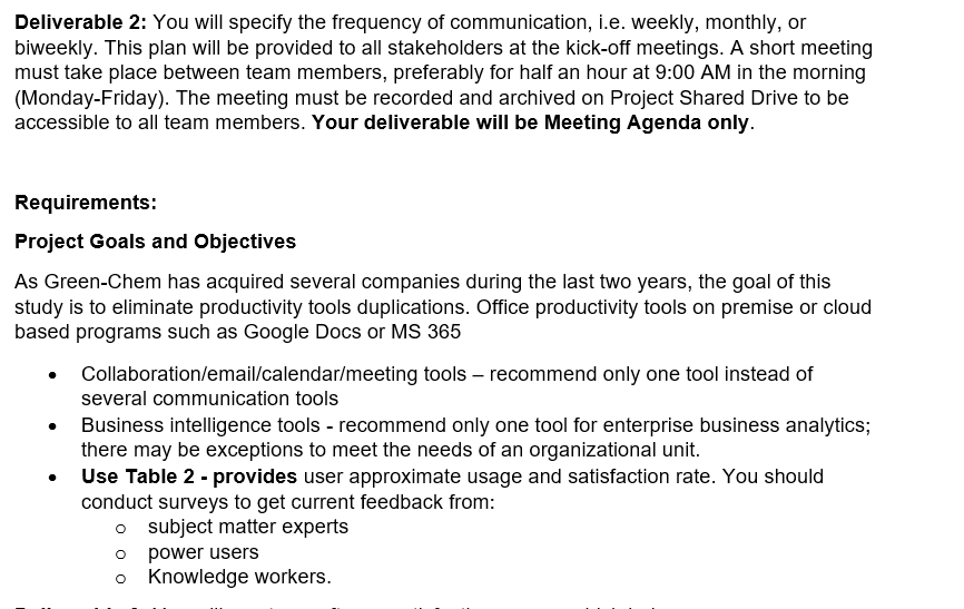 Deliverable 2: You will specify the frequency of