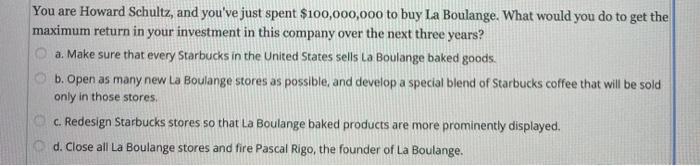 You are Howard Schultz, and you've just spent