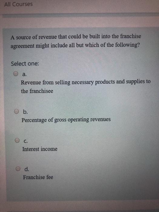 All Courses A source of revenue that could be