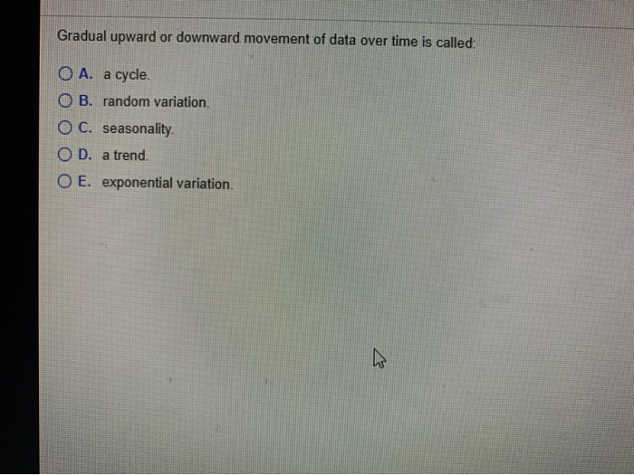 Gradual upward or downward movement of data over