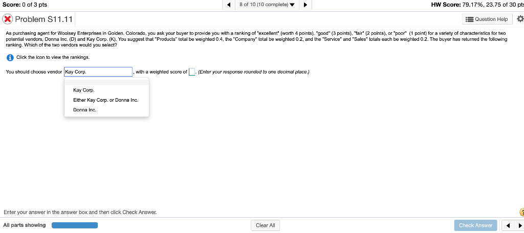 Score: 0 of 3 pts 8 of 10 (10 complete) HW Score: