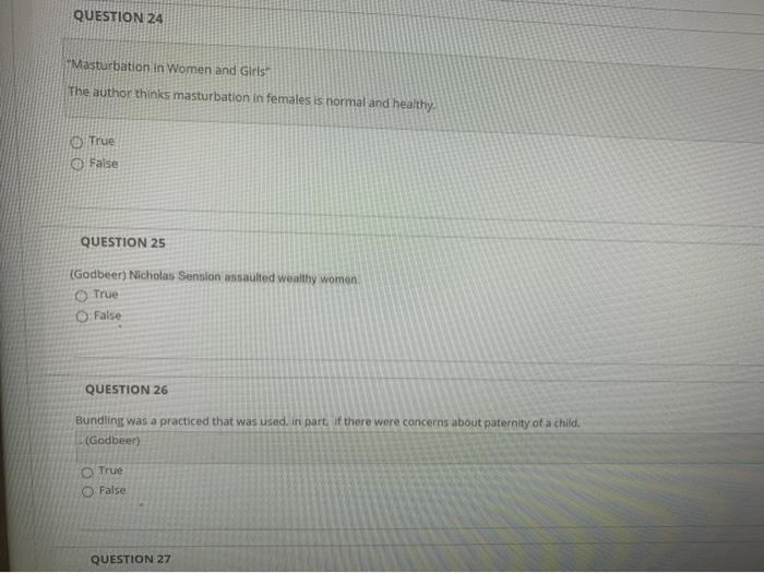 QUESTION 24 "Masturbation in Women and Girls The