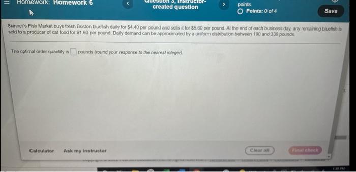 Homework: Homework 6 created question points