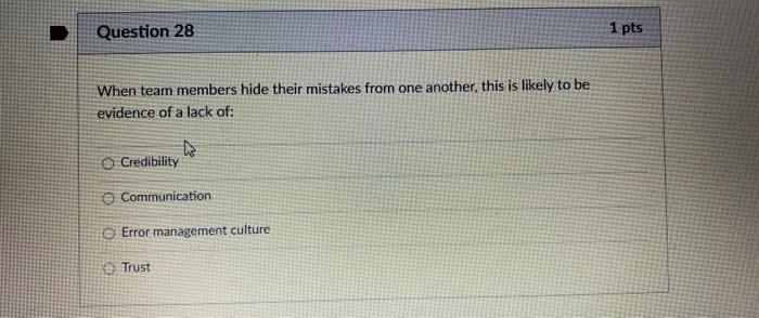 just answers Question 28 1 pts When team members